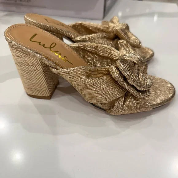 Lulu's Gold Knotted High Heeled Sandals with Bow Detail - Picture 5 of 8